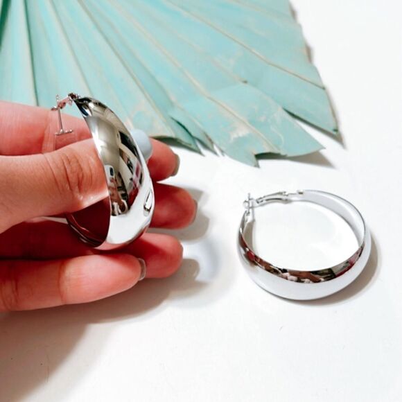 Silver hoop earrings S143 - Picture 2 of 3